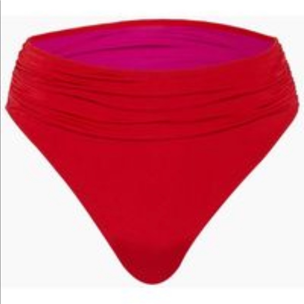 Stella McCartney red draped high rise bikini bottom size small